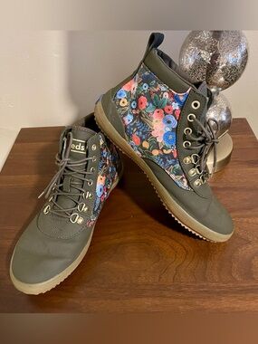 Keds X Rifle Paper Co Scout Olive Green Hightop Garden Floral Sneakers